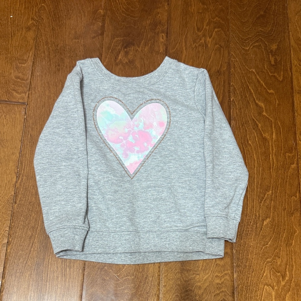 Like New Size 3T Kids Gray Sweatshirt with Pastel Heart